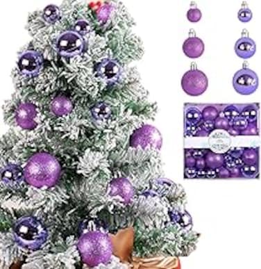 Christmas Ball Ornaments,44pcs 3cm/4cm/5cm Small Christmas Tree Decorations,Shatterproof Xmas Christmas Tree Balls with String for Xmas Holiday Hanging Christmas Ball Christmas Tree Ornaments (Purple)