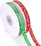 50 Yards 3/8 Inch Merry Christmas Printing Grosgrain Ribbon Christmas Red and Green Ribbons for Gift Wrapping and Holiday Decorations,25 Yards/Spool x 2 spools (Red+Green)