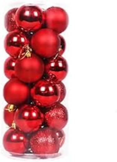 24Pcs 4 cm Red Christmas Tree Ornament Balls - Festive Decorations for Holiday Parties, Garden Decor New Year's Eve Celebrations (red)