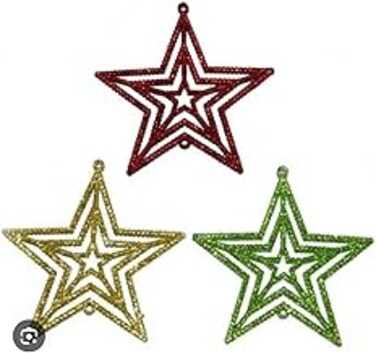 Festive LightsShimmering 3-Star Christmas Tree Topper Ornament &ndash; Glittery Decoration to Crown Your Festive Decor