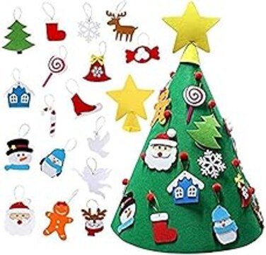 3D DIY Felt Christmas Tree with Hanging Ornaments, Xmas Gifts for Kids Christmas Decorations for Christmas Decoration