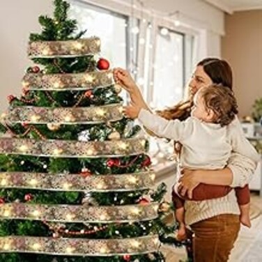 Christmas Ribbon Lights 5 meters for Christmas Tree Decoration, Warm White Decorative Tree Lights, Xmas Tree LED Lights Decoration