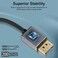 كابل TP Link-16K Displayport 2.0، كابل عرض فيديو فائق الدقة 16K بتردد 60 هرتز، مع نقل نطاق ترددي 80 جيجابت في الثانية، موصلات مطلية بالذهب، كابل فائق النحافة بطول 2 متر