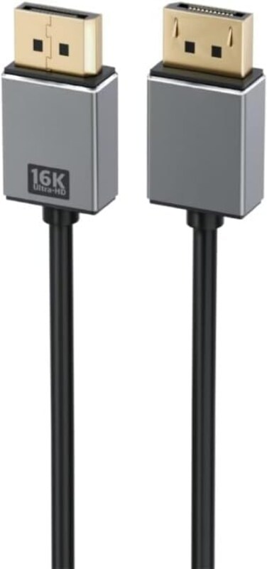 كابل TP Link-16K Displayport 2.0، كابل عرض فيديو فائق الدقة 16K بتردد 60 هرتز، مع نقل نطاق ترددي 80 جيجابت في الثانية، موصلات مطلية بالذهب، كابل فائق النحافة بطول 2 متر