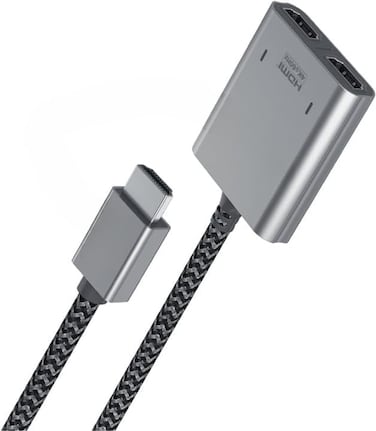 كابل مقسم HDMI Media Split-H2، محول HDMI فائق الدقة 4K 60 هرتز مع منفذي HDMI، تصميم صغير الحجم وكابل مضفر من النايلون بطول 100 سم