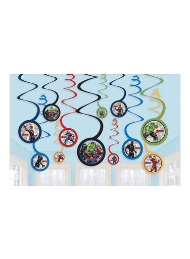 12-Piece Marvel Avengers Powers Unite Paper Spiral Decoration Birthday Theme Party Supplies