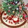 48 inch Christmas Tree Skirt, Linen Tree Skirt with Christmas Decoration,Christmas tree mat with santa and bell pattern Suitable for Family Deocr, Christmas Deocr Large Xmas tree skirt（red）