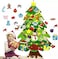 أخرى DIY Felt Christmas Tree Set With LED Lights and 32 Pieces of Detachable Decorations Christmas Tree Home Decoration Children Christmas Gift Christmas Door Wall Hanging Decoration