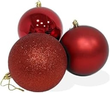12 Cm Christmas Balls Ornaments 2 Pack (Each Box 3) Total 6 Pcs Shatterproof Christmas Tree Decorations Hanging 12 Cm Ball for Xmas Tree Holiday Wedding Party. (Red)