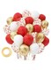 100 Pieces Of Red White Chrome Gold And Confetti Balloons