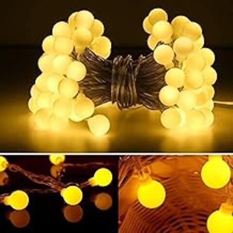 BrainGiggles Christmas Lights for Balcony, 6 Meter LED String Lights- Waterproof Fairy Lights -Round Shaped Indoor Outdoor Warm Decorative Lights - Bright Beautiful Christmas Decorations for Home