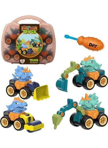 4 IN 1 Disassembly And Assembly Dinosaur Engineering Vehicle Toy Multicolour 24.5x28x7.5cm