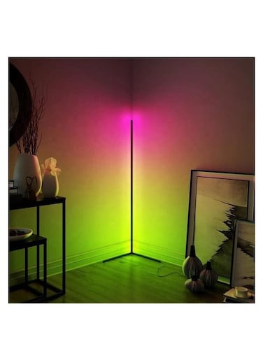 RGB Standing Multicolour Aluminum Led Corner Floor Lamp Contemporary Smart Modern Atmosphere Light Decor Triangle Indoor Standing Corner Lamp Bedroom Home