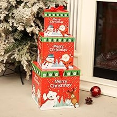 OYDAS 3Pcs Christmas gift wrap boxes,Christmas decorations Container Paper Packaging case Christmas Party Supplies Carton Bag Candy Box,gift bag display window scene arrangement gift box party (ec30)
