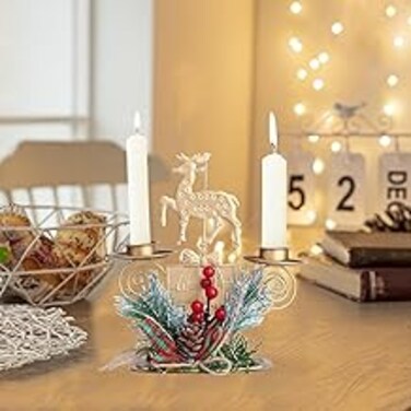 SLEEPHEAD&reg; Christmas Candle Stick Holder ，Gold Tea Lights Christmas Decorations Christmas Candlestick Holder candelabros Metal (Elk candlestick)