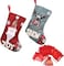 [2+15pcs] Christmas Stockings Gift Bag, 3D Christmas Stockings Gift (2pcs) &amp; Treat Bags (15pcs) for Holiday Decoration Santa Reindeer Customed Design,Christmas Tree Fireplace Hanging Stockings