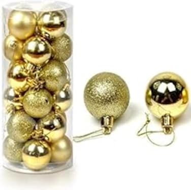 Festive Lights: Golden Multi-Texture Christmas Tree Hangings - Pack of 30pcs for a Lux(Gold) urious Holiday Look