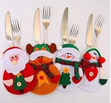 Christmas Decorations bag Candy bag Christmas Gift bag Cutlery bag-4pcs