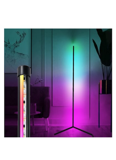 DIY LED Corner Floor Lamp with Remote for Living Room, Colour Changing Standing Atmosphere Modern Floor Lamp Dimmiable for Children's Room Decoration, 18 Watt, 156CM/61.5Inch Height
