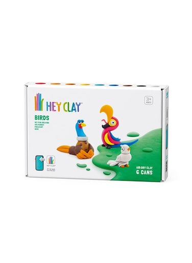 DIY Birds: Pheasant, Ara Parrot, Dove Plastic Creative Modelling Air-Dry Clay For Kids 6 Cans