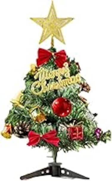 50cm Mini Christmas Tree, Artificial Christmas Tree Candy Pinecone DIY Easy Installation Desktop Christmas Tree Home Office Desk Restaurant Multi Scene LED String Lights (Batteries Not Included)