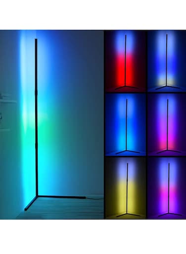 LED Corner Floor Lamp, 72 LEDs, RGB Colour Changing Floor Lamp with 16 Million Colours, Dimmable and Memory, Atmosphere Floor Lamps for Living Room Bedroom