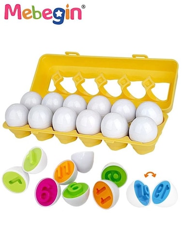 Fun Egg Matching Toy 12pcs Toddler STEM digital pairing Eggs Toys Shape Recognition Toys for Kids Educational Color Sorting Toy Set