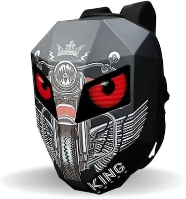 Motorcycle Backpack for Men Large Capacity Backpack with USB Port LED Light 3D Waterproof Carbon Fiber Hard Shell, Programmable Digital Color Display