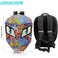 LED Eyes Biker Backpack for Motorcycle Riding, Hard Shell Expandable Motorbike Rider Backpack, Waterproof DIY Daypack for Travelling Camping Cycling Helmet Storage Bag-Embossed