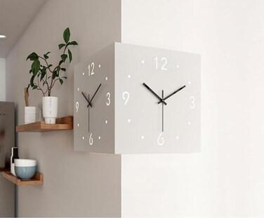 Double Sided Clock, Digital Clock, LED Wall for Living Room,Wall Clock (26 * 26) - White