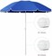 Beach Umbrella with Protective Cover and Adjustable Tilt Angle and Height - Blue