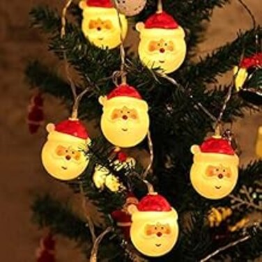 HIGHLAND Santa Claus LED Lights for Christmas Decorations - Christmas Lights Battery Operated Santa Claus Lights &ndash; Christmas Tree Lights Decorations &ndash; Christmas Party Decorations Light 1.5 M, 10 LED