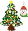 3ft DIY Christmas tree set with light felt-Christmas decorations wall hanging 33 ornaments children's gifts with light strings (excluding batteries)