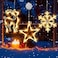 3 Christmas Window Lights, Hanging Christmas Lights, Snowflake, Star and Elk Shape with Suction Cups for Christmas, New Year, Balcony, Party, Indoor and Outdoor Decoration