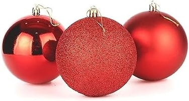 10 Cm Christmas Balls Ornaments 2 Pack (Each Box 6) Total 12 Pcs Shatterproof Christmas Tree Decorations Hanging 10 Cm Ball for Xmas Tree Holiday Wedding Party. (Red)