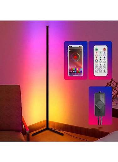 Remote Control RGB LED Corner Floor Lamp 1.2m