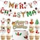 11 PCS Merry Christmas Cupcake Toppers and Christmas Flag Decor Holiday Banner Hanging Xmas Santa Claus, Elk, Socks, Snowman Cake Toppers Cake Decorations Set, Christmas Children's Party Decoration