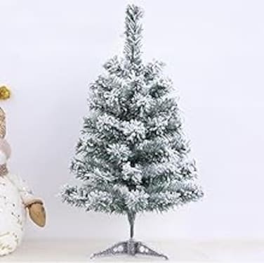 TIMAXSUN 2FT/60CM Flocked Snow Pine Artificial Christmas Tree, Tabletop Xmas Tree for Home, Office