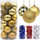 Christmas Baubles, 24 Pcs Christmas Tree Decoration Ball Ornaments Shatterproof Balls for Xmas Hanging Seasonal Decorations Festival Holiday Decor - Shiny, Matte, Glitter Decorated Baubles(4cm, Gold)