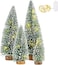 Mini Christmas Trees Christmas Decorations Clearance Artificial Small Christmas Tree Desktop Miniature Pine Tree, Sisal Snow Trees with Wooden Base for Christmas Deco Party Home Tabletop Craft (4pcs)