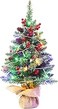Duukoa Small Christmas Tree with lights and ornaments Santa Tree Seasonal Holiday Decoration Tree for Home, Office, Party（45 cm）