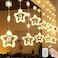 Christmas Light, Christmas Window Lights Indoor,10Ft 120 LED 8 Modes Christmas Star Curtain Lights, Battery Operated Hanging Lights with Santa Claus Ornaments String Lights for Christmas, Bedroom