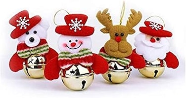 Christmas Bells Decorations for Home, 4Pcs set Christmas Tree Ornaments, snowman/old man/bear/elk