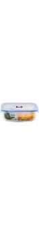 FEELINGS 700ML Glass Storage Container with Partition   Meal Prep Container with Blue Silicone Lid