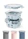 Set of 2 Glass Food Storage Containers with Airtight Lids and Silicone Protection, Leakproof Food Organizer, Freezer, Dishwasher, Microwave Safe, Kitchen Organizer for Food (320ml, Ice Blue)