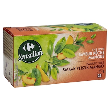 Carrefour Sensation Peach and Mango Black Tea, 25 Tea Bags, 45g