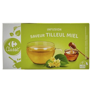 Carrefour Classic Linden and Honey Herbal Infusion, 25 Tea Bags, 40g