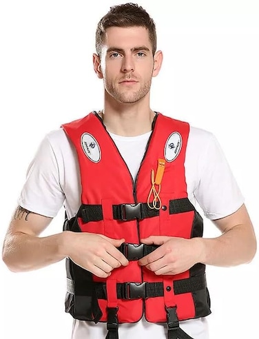 Swimming Jacket for Water Sports Jet Ski, Yacht, For Adults, Size XX-Large, 90 to 120 Kg	Red