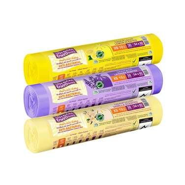 Enviro Care Lemon Lavender And Vanilla Scented Drawstring 30 Garbage Bags Multicolour 3 Rolls