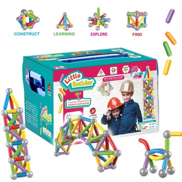 Little Builder 36 Piece Magnetic Building Blocks Set